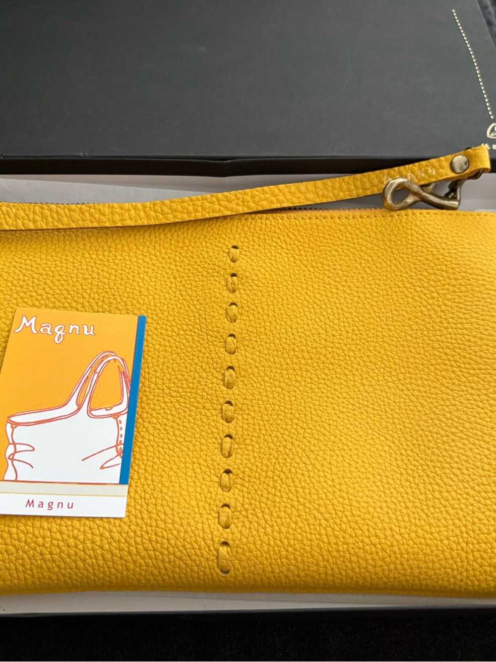 Magnu Yellow Leather Wristlet Pouch summer Clutch bright handbag Japanese Japan